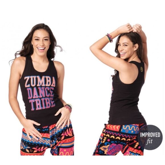 Zumba Dance Tribe Womens Black Racerback Tank Top Improved Fit Small - Picture 2 of 3